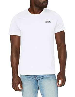 Tommy Jeans TJM Regular Corp Logo C Neck Camiseta, Blanco, M para Hombre