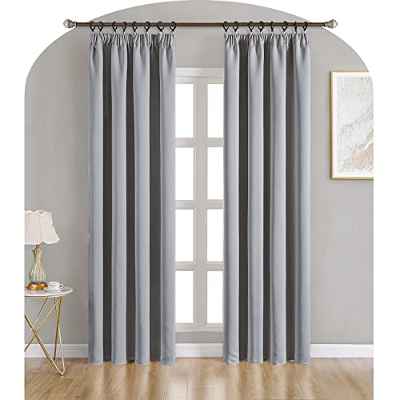 Topfinel Cortinas Salon Moderno Aislantes Frío Y Calor Cortinas Opacas para Dormitorios Y La Habitacion De Matrimonios Cortina Cinta para Riel Color De Gris 2 Piezas