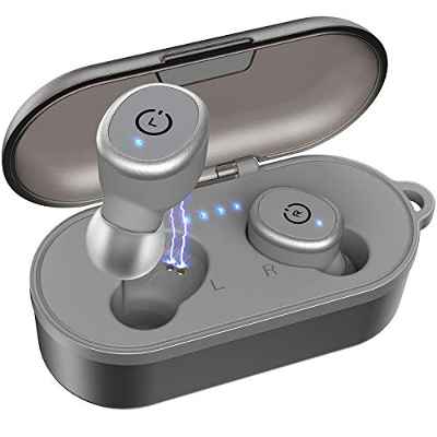 TOZO T10 Auriculares Bluetooth TWS IPX8 Impermeable Bluetooth 5.0 In Ear inalámbricos con Estuche de Carga y micrófono, Sonido Premium con Graves Profundos para Correr y Hacer Deporte Caqui