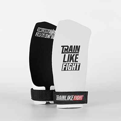 TRAINLIKEFIGHT Icon Reverse 0H - Calleras para Cross Training, calistenia, Ejercicios gimnásticos, protección para Tus Manos - White-Black - S