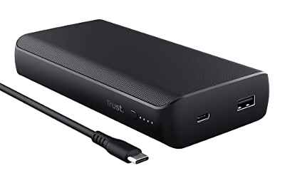 Trust Laro 20000mAh 65 W Bateria Externa, Power Bank Cargador Portátil, Carga Rápida QC USB-C, Power Delivery, Compatible con Ordenador Portátil, Laptop, MacBook, Switch