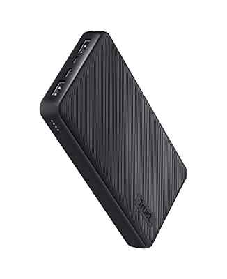 Trust Mobile Primo Batería Externa Carga Rapida 20000mAh, Power Bank Sostenible USB-C 3 A, 92 Horas Extra, 3 Entradas, Cargador iPhone, iPad, Samsung, Xiaomi, Huawei, Airpods, Móvil, Tablet, Negro