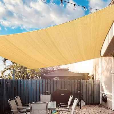 UIRWAY Toldo Vela de Sombra Rectangular 3,6 x 4,8 m,185 g/m² HDPE,Transpirable,95% Protección Rayos UV para Patio, Jardín, Pérgola, Patio Trasero