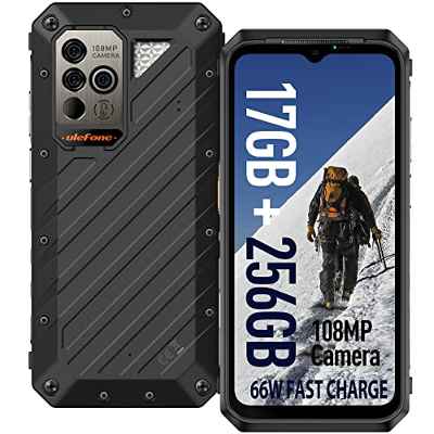 Ulefone Power Armor 19 Móvil Resistente, Teléfono Móvil Robusto 4G, 17GB+256GB Helio G99, 9600mAh 66W Carga Rápida/Medir la Temperatura, 108MP+32MP, 6.58"FHD+/Android 12 Dual SIM/NFC/Carga Inalámbrica