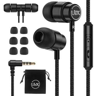 ULIX Rider Auriculares in Ear con Cable, Auriculares con Microfono, Garantía de 3 años, Auriculares Cable Largo con Jack, Cascos con Microfono 48 Ω, Cascos PC Boton, Cascos con Cable Ordenador