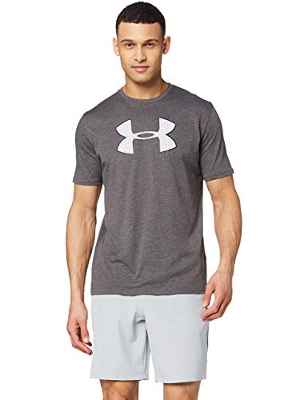 Under Armour Big Logo Ss - Camiseta ligera de manga corta para hombre, color Carbón Medium Jaspeado/Blanco, talla S