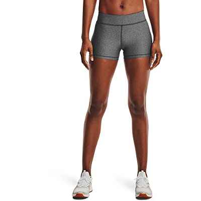 Under Armour HG Armour Mid Rise Shorty Mallas de Deporte, Mujer, Gris (Charcoal Light Heather/Black), M