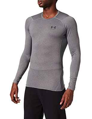 Under Armour UA HG Armour Comp LS, camiseta de manga larga hombre, Gris (Carbon Heather / Black) , L