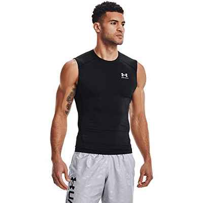 Under Armour UA HG Armour Comp SL Camiseta para Hombre, Negro (Black/White), M