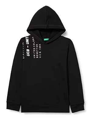 United Colors of Benetton Camiseta M/L 3JLXC201I Sudadera con Capucha DE Manga Larga, Negro 100, 130 para Niños
