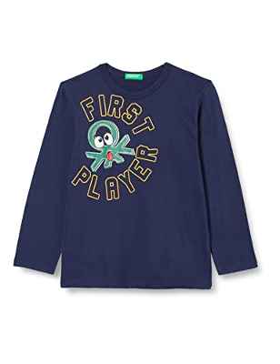 United Colors of Benetton M/L 3VR5G106B Camiseta DE Manga Larga, Azul Oscuro 252, 116 para Niños