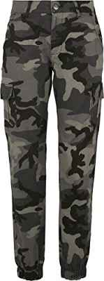 Urban Classics Ladies High Waist Cargo Pants Pantalones, Multicolor (Dark Camo 00784), 12 (Size: 28) para Mujer