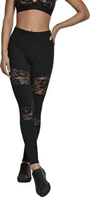 Urban Classics Ladies Laces Inset Leggings, Negro (Black 00007), 44 (Talla del Fabricante: X-Large) para Mujer