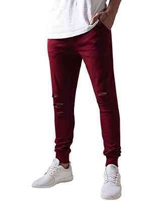 Urban Classics Pantalones de Terry Cutted, Rojo (Borgoña 606), 34W x 32L para Hombre