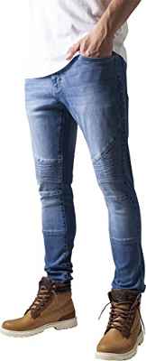 Urban Classics Slim Fit Biker Jeans, Azul (Blue Washed 799), 36W x 33L para Hombre