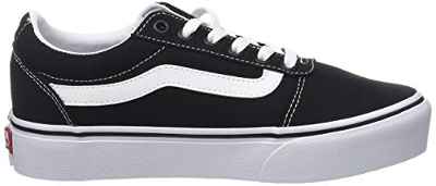 Vans Ward Platform Canvas Zapatillas Mujer, Negro (Canvas) Black/White 187), 35 EU (3 UK)