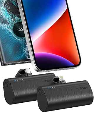 VEGER 2 Packs de 5000mAh Mini Power Bank para iPhone,20W de Carga Rápida,Batería Externa iPhone Compatible con iPhone 14/14 Pro/14 Pro Max/14 Plus/13/12/11 /XS/XR/X/8/7/6s/Plus y Más