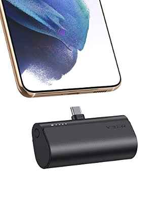 VEGER Mini Power Bank 5000mAh Batería Externa USB C Cargador Portátil Carga Rápida 20W PD Powerbank Compatible con Samsung Huawei Xiaomi Pixel etc (Black)