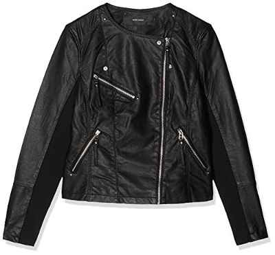 Vero Moda Vmria FAV Short Faux Leather Jacket Noos Chaqueta, Negro (Black Black), 40 (Talla del Fabricante: Medium) para Mujer