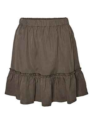 Vero Moda VMVIVIANA MR Peplum Short Skirt GA Noos Falda, Beluga, S para Mujer