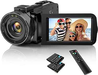 Videocámara Camcorder 1080P 36MP, Vlogging Cámara con IR Visión Nocturna 16X Zoom Digital, 3.0" Pantalla Táctil 270° Rotativo Videocámara Digital con Control Remoto Y 2 Baterías