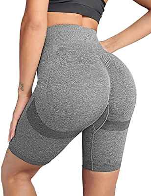 Voqeen Sexy Pantalones de Yoga de Punto Sin Costuras Mujeres Damas de Cintura Alta Leggings de Gimnasio Booty Scrunch Pantalones de Control de Barriga Gruesos Entrenamiento Correr Deportiva