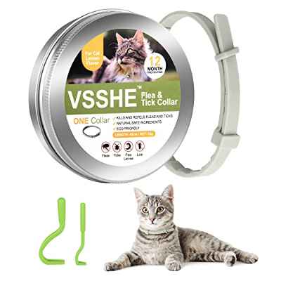 VSSHE Collar Antiparasitos Perros Gatos, 12 Meses Eficacia Collar Antipulgas Perros con 2PCS Pinzas Garrapatas, 40cm Ajustable y Impermeable, contra Garrapatas, Piojos y Mosquitos para Mascotas