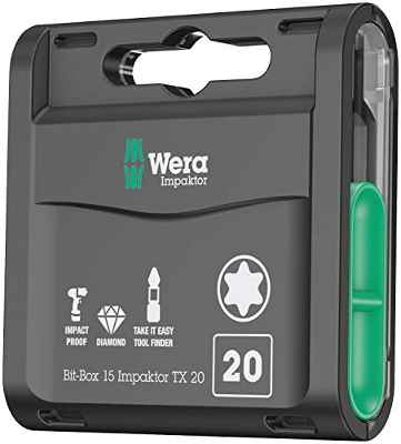 Wera 05057772001 Puntas, 20 x 25 mm, Set de 15 Piezas