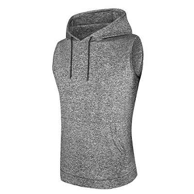 WHCREAT Camiseta de Tirantes para Hombre Camisa de Entrenamiento sin Mangas Chaleco de Deporte con Capucha, Gris L