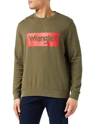 Wrangler Logo Crew Sweat Sudadera, Color Verde, M para Hombre