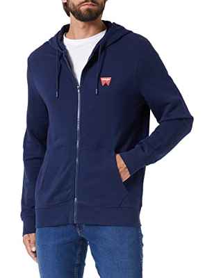 Wrangler Sudadera con Capucha y Cremallera, Azul Marino, XL para Hombre