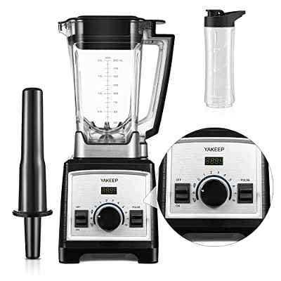 YAKEEP Batidora Profesional 2000W, Batidora Batidora Profesional de Cocina de Alto Rendimiento con Contenedor de 2L Sin BPA, 8 Velocidades Ajustables, 35,000 RPM, Botella Tritan de 2 Litros