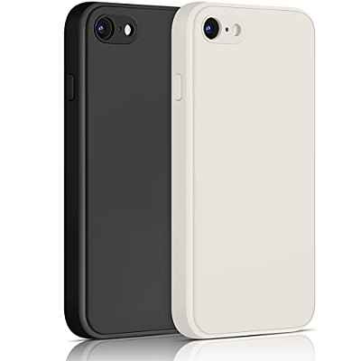 Yisica［2 Pack］Funda de Silicona Compatible con iPhone SE 2020 / iPhone 8 / iPhone 7, Funda de Silicona con [Forro de Microfibra Suave] Protección Completa, 4.7" (Pack F: Hierba Morada + Cian Claro)