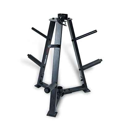 ZERRO Soporte Discos Pesas Soporte múltiple para Discos de Pesas y Barras con 6 Barras de Carga 240kg, Soporte para Barras olímpicas Rack, Agarres para Manguitos de 50 y 25mm