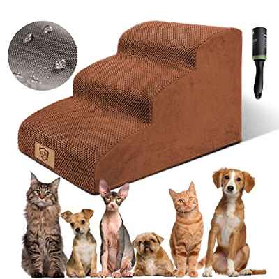 ZNM - Escalera para animales, escaleras para perros a 4 escaleras de plástico, rampa para perros con funda lavable, fácil de instalar, envía rodillo adhesivo para ropa y guantes de belleza